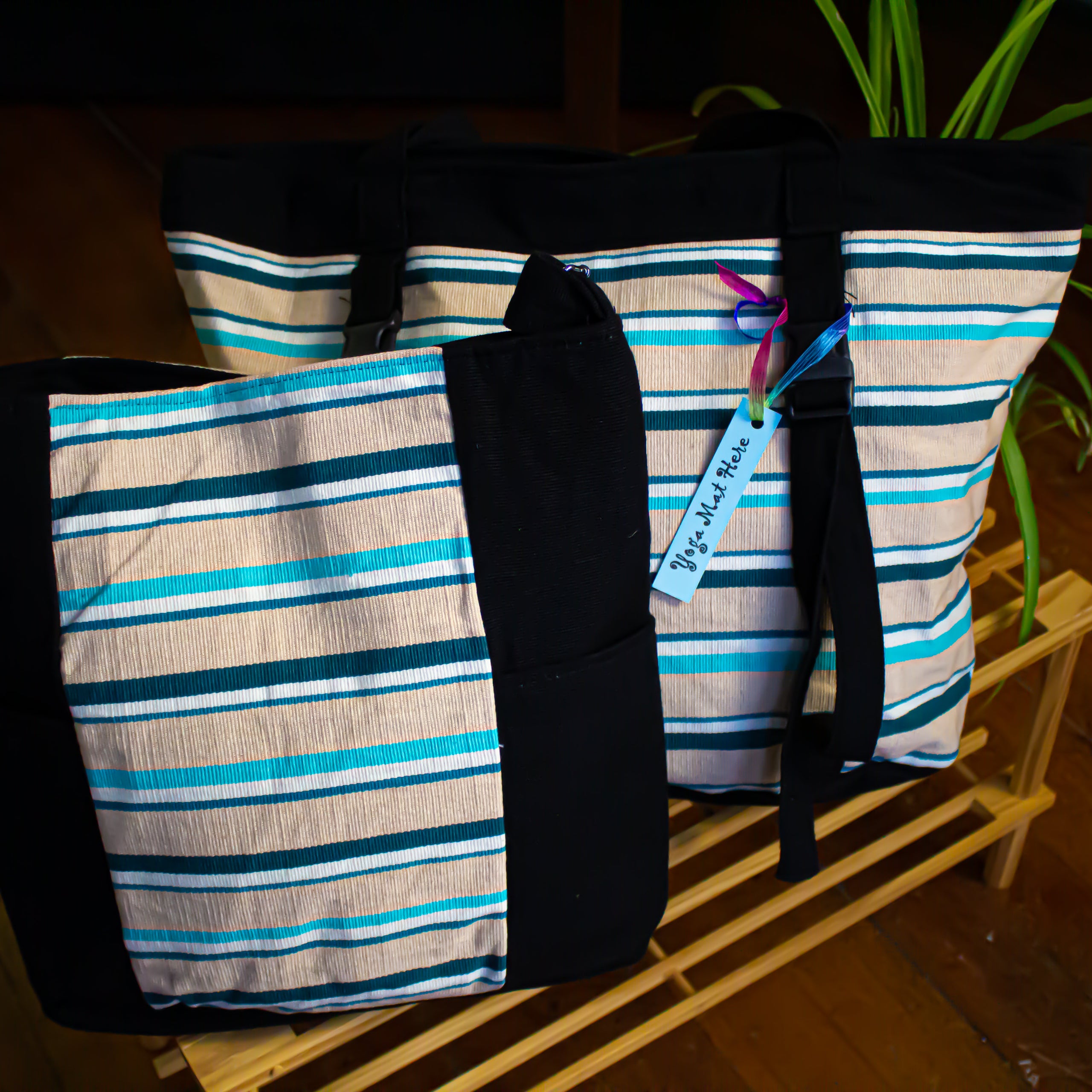 Yoga Bag in Tan Stripes - Fair Trade Guatemalan Bags